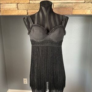 VS Sexy Little Thing Western Cowgirl Bra Top Festival Fringe Indie Black 34B